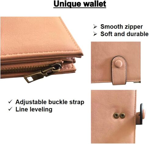 Wallet Women Rfid Blocking With Passport And Credit Cards Holder Purse For Minimalist Soft Leather Cash Zipper Monederos (pink) in Saudi Arabia