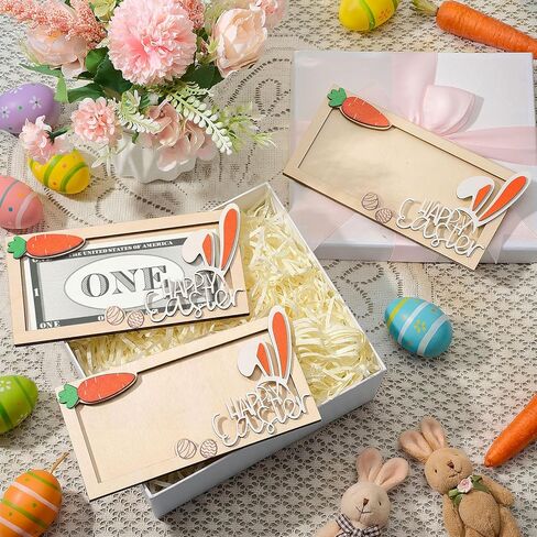 6 Pcs Easter Bunny Money Holder for Cash Gift Cute Wooden Bunny Card Holders Bulk Gift Box Spring Easter Basket Fillers Decor in Saudi Arabia