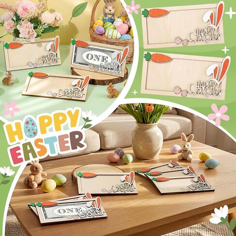 6 Pcs Easter Bunny Money Holder for Cash Gift Cute Wooden Bunny Card Holders Bulk Gift Box Spring Easter Basket Fillers Decor in Saudi Arabia