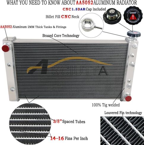 4 Row Aluminum Radiator for 1988-1994 Chevy S10 Blazer GMC S15 Jimmy Sonoma 4.3L V6 GAS Engine Full Aluminum Car Cooler in Kuwait