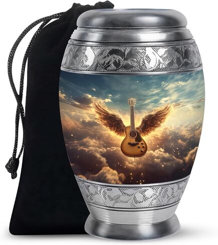 Yatskia جرة الغيتار للرماد الذكور البالغين، الجرار الحرق لرماد الإنسان الإناث البالغات، الجرار التذكارية والجنازة، حامل رماد الجرار الزخرفية (مونار كبير، 10 بوصة) in Kuwait