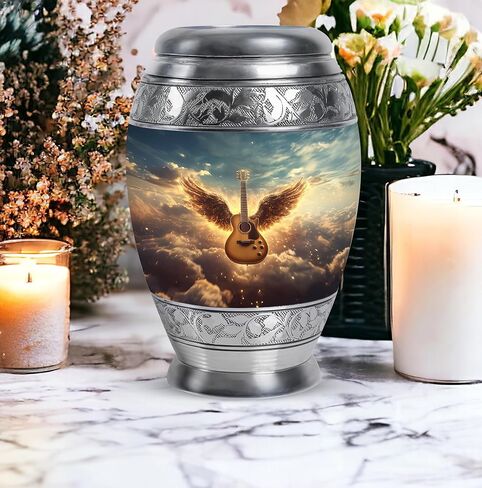 Yatskia جرة الغيتار للرماد الذكور البالغين، الجرار الحرق لرماد الإنسان الإناث البالغات، الجرار التذكارية والجنازة، حامل رماد الجرار الزخرفية (مونار كبير، 10 بوصة) in Kuwait