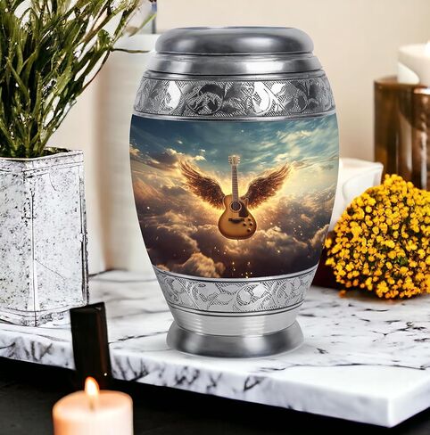 Yatskia جرة الغيتار للرماد الذكور البالغين، الجرار الحرق لرماد الإنسان الإناث البالغات، الجرار التذكارية والجنازة، حامل رماد الجرار الزخرفية (مونار كبير، 10 بوصة) in Kuwait