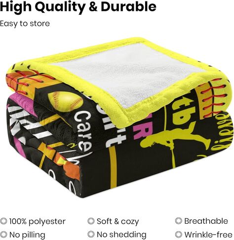 Softball Gifts for Girls, Softball Stuff, Softball Coach Gifts, Birthday Gift Idea Blanket 60"x 50" in Saudi Arabia
