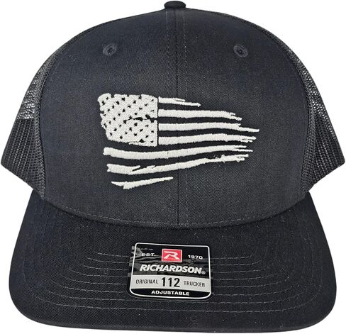 American Flag Trucker Hat, Richardson 112 Snapback, Embroidered Design, Mesh Back in Saudi Arabia