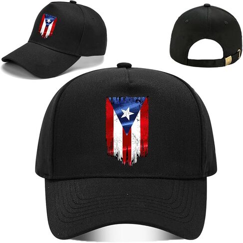Puerto Rico Baseball Hats for Men Hats Cotton American Flag Baseball Cap Black Snapback Hat for Men Women Curved Brim Fitted Trucker Hat Adjust Snap Back Dad Hat Running Fish Golf Accessories Gifts in Kuwait