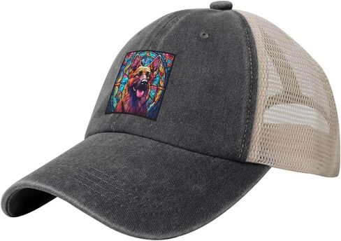 Dogs Stained Colorful Breed Glass Baseball Hat Trucker Cap for Men Women in Saudi Arabia