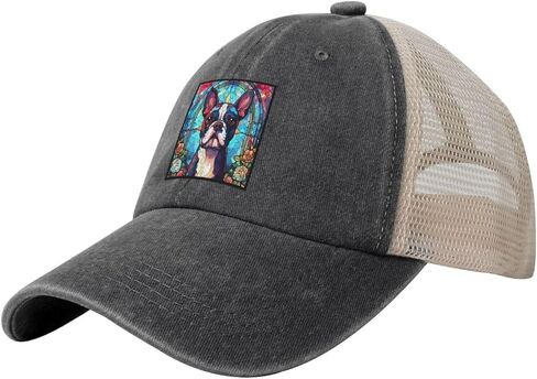 Dogs Stained Colorful Breed Glass Baseball Hat Trucker Cap for Men Women in Saudi Arabia
