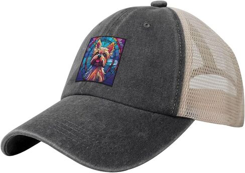 Dogs Stained Colorful Breed Glass Baseball Hat Trucker Cap for Men Women in Saudi Arabia