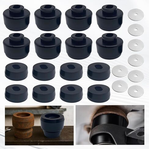 7-141 24-Piece Polyurethane Body and Cab Mount Kit - Compatible with Chevy Silverado GMC Sierra 1500/2500/3500 2WD/4WD 1999-2014 - Black - Replacement Bushings & Hardw (Black) in Saudi Arabia
