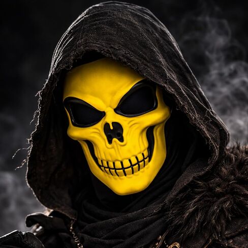 قناع هيكل جمجمة أصفر - زي الهالوين لكامل الوجه من مادة PVC غير اللامعة للرجال، قناع جمجمة للقرصان والأشرار والأزياء التنكرية الخيالية in Kuwait