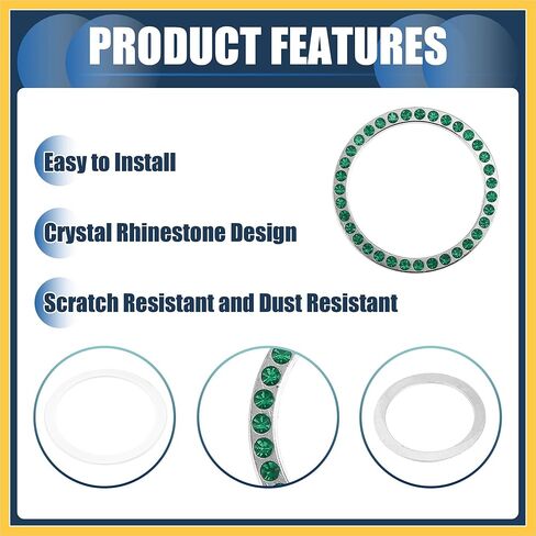 Universal Bling Car Engine Start Stop Button Cover, One Click Push Start Button Ring Sticker Faux Crystal Rhinestone Ignition Button Trim Green, 1 Pc Auto Replacement Parts in Saudi Arabia