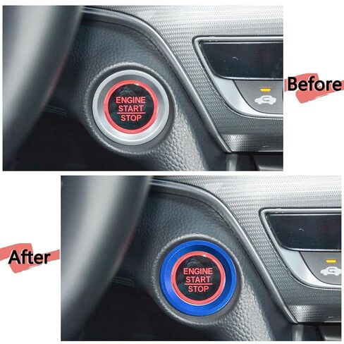 Bilisin Aluminum Engine Push Start Button Cover Trim Compatible with Honda Accord 10th Gen 2018-2022,CRV 5th Gen 2017-2022 Ignition Button Cover Interior Accessories(Blue) in Saudi Arabia