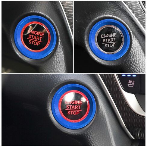 Bilisin Aluminum Engine Push Start Button Cover Trim Compatible with Honda Accord 10th Gen 2018-2022,CRV 5th Gen 2017-2022 Ignition Button Cover Interior Accessories(Blue) in Saudi Arabia