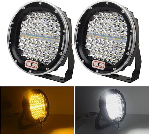 Safego 7 Inch Round Led Light Bar - 2Pcs 270W Dual Color White/Amber, Waterproof Spot Beam Off Road Driving Light - Compatible with Truck, SUV, ATV, Tractor, Boat in Saudi Arabia