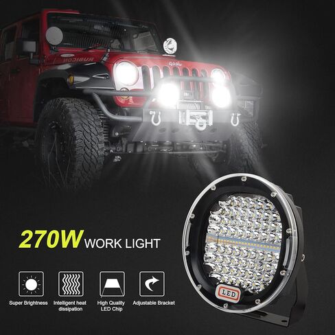 شريط إضاءة LED دائري مقاس 7 بوصات من Safego - قطعتان بقوة 270 وات ثنائي اللون أبيض/كهرمان، شعاع بقعة مقاوم للماء للقيادة على الطرق الوعرة - متوافق مع الشاحنات وسيارات الدفع الرباعي والمركبات ATV والجرار والقارب in Kuwait
