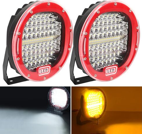 شريط إضاءة LED دائري مقاس 7 بوصات من Safego - قطعتان بقوة 270 وات ثنائي اللون أبيض/كهرمان، شعاع بقعة مقاوم للماء للقيادة على الطرق الوعرة - متوافق مع الشاحنات وسيارات الدفع الرباعي والمركبات ATV والجرار والقارب in Kuwait