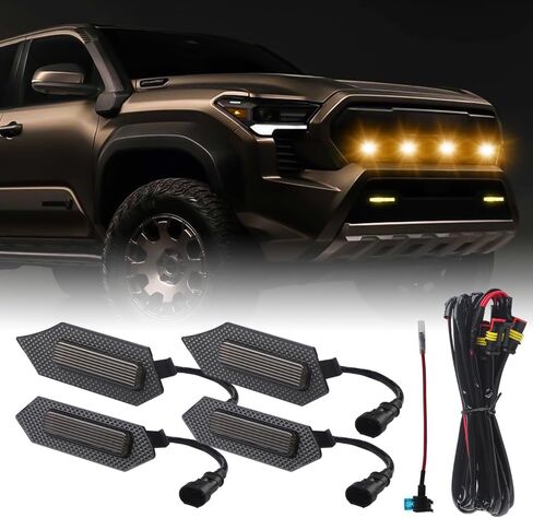 Teguangmei 4PCS Front Grill Lights Compatible with Toyota Tacoma TRD Sport/Off-Road/Prerunner 2024 2025, LED Grille Light Bar with 4-in-1 Wire Harness & Fuse Adaptor, Tacoma Accessories (White) in Saudi Arabia
