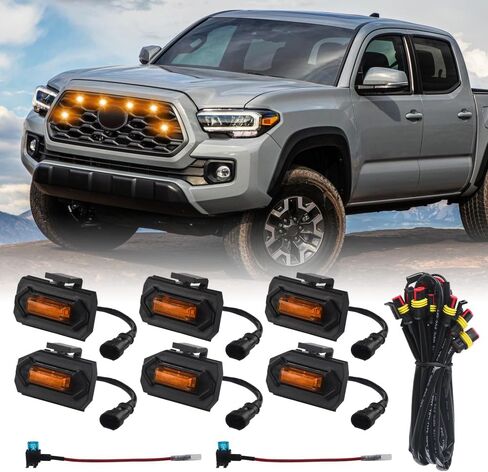 Teguangmei 4PCS Front Grill Lights Compatible with Toyota Tacoma TRD Sport/Off-Road/Prerunner 2024 2025, LED Grille Light Bar with 4-in-1 Wire Harness & Fuse Adaptor, Tacoma Accessories (White) in Saudi Arabia