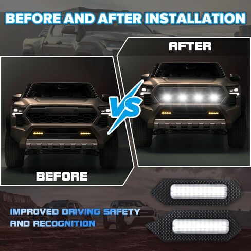 Teguangmei 4PCS Front Grill Lights Compatible with Toyota Tacoma TRD Sport/Off-Road/Prerunner 2024 2025, LED Grille Light Bar with 4-in-1 Wire Harness & Fuse Adaptor, Tacoma Accessories (White) in Saudi Arabia