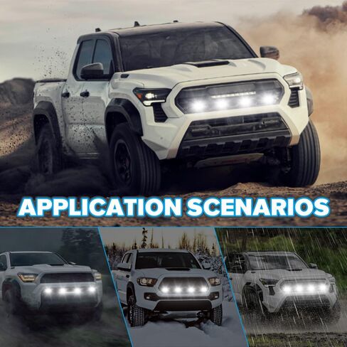 Teguangmei 4PCS Front Grill Lights Compatible with Toyota Tacoma TRD Sport/Off-Road/Prerunner 2024 2025, LED Grille Light Bar with 4-in-1 Wire Harness & Fuse Adaptor, Tacoma Accessories (White) in Saudi Arabia