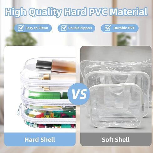 6 قطع حافظة شفافة بسحاب، حافظة أقلام بسحاب شفاف من البلاستيك الاحترافي، حقائب صغيرة لتنظيم تخزين الألعاب بسحاب مزدوج للحرف اليدوية، حقيبة أدوات الزينة بسحاب، منظم السفر، حقيبة مستحضرات التجميل in Kuwait
