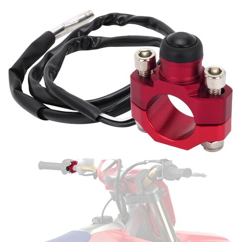Dirt Bike Kill Switch Motorcycle Engine Stop Start Button Universal CNC Red - with Mounting Backplate|for Dirt Pit Mini Bike ATV MX Motocross Scooter Quad|Stable Operation|Strudy Build in Saudi Arabia