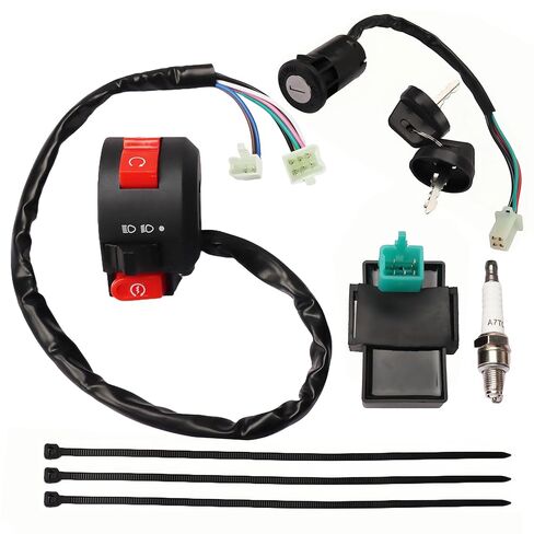 3 وظائف مفتاح التحكم في بدء التشغيل الأيسر 4 أسلاك مفتاح الإشعال، صندوق CDI ومجموعة استبدال قابس الإشعال A7TC لـ 50cc 70cc 90cc 110cc 125cc ATV Dirt Bike Go Kart Quad TaoTao Coolster Sunl Apollo in Kuwait