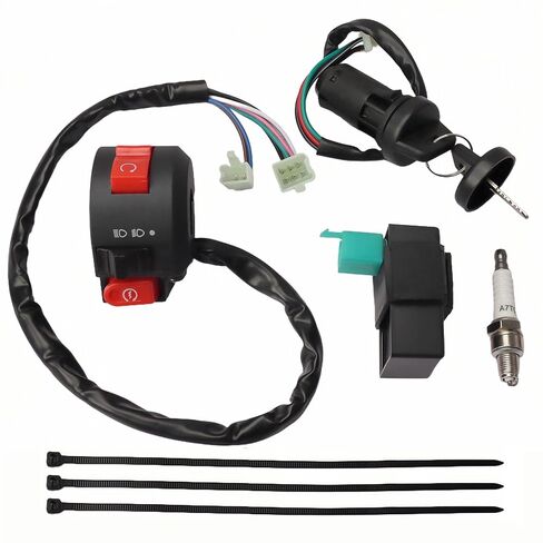 3 وظائف مفتاح التحكم في بدء التشغيل الأيسر 4 أسلاك مفتاح الإشعال، صندوق CDI ومجموعة استبدال قابس الإشعال A7TC لـ 50cc 70cc 90cc 110cc 125cc ATV Dirt Bike Go Kart Quad TaoTao Coolster Sunl Apollo in Kuwait