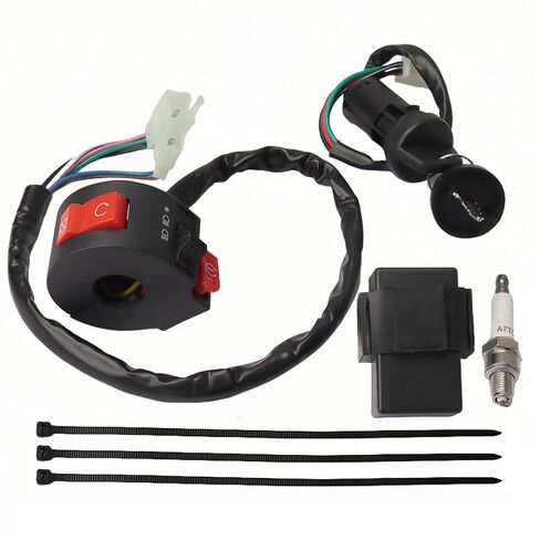 3 وظائف مفتاح التحكم في بدء التشغيل الأيسر 4 أسلاك مفتاح الإشعال، صندوق CDI ومجموعة استبدال قابس الإشعال A7TC لـ 50cc 70cc 90cc 110cc 125cc ATV Dirt Bike Go Kart Quad TaoTao Coolster Sunl Apollo in Kuwait