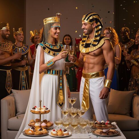8 قطع من إكسسوار الزي المصري من Yunlly تتضمن حزامًا وياقة وأساور معصم مصرية لزي الهالوين in Saudi Arabia