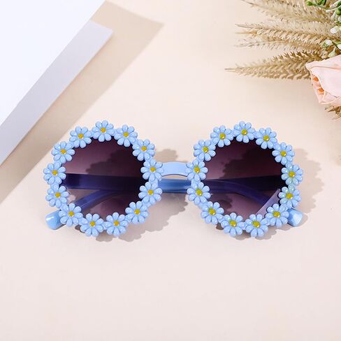 1 Pair Round Flower Sunglasses for Girls, Outdoor Daisy Charms for Beach Party in Saudi Arabia