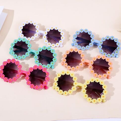 1 Pair Round Flower Sunglasses for Girls, Outdoor Daisy Charms for Beach Party in Saudi Arabia