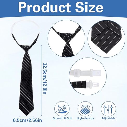 TIESOME Ties for Women Girls, Pre-tied Adjustable Short Neckties Black and White Stripe Neckties for Uniforms, Wedding, Party, Prom, School, Clothing Accessory in Saudi Arabia