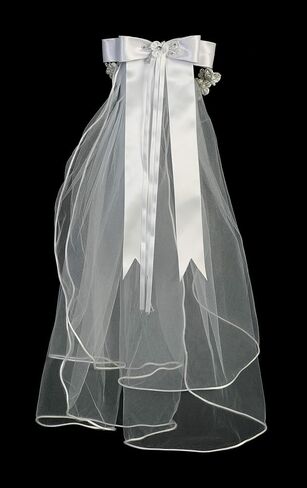 حجاب المناولة الأولى للفتيات من SWEA Pea & Lilli - غطاء رأس للمناولة الأولى باللون الأبيض مع مشط وزهور in Kuwait