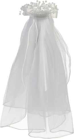 حجاب المناولة الأولى للفتيات من SWEA Pea & Lilli - غطاء رأس للمناولة الأولى باللون الأبيض مع مشط وزهور in Kuwait