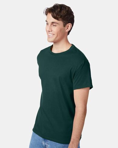 Hanes Authentic Short Sleeve T-Shirt, 100% Pre-Shrunk Cotton, Classic Fit, Tear Away Label, Deep Forest, 4XL in Saudi Arabia