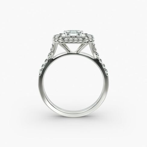 1-5 قيراط Asscher & Round Cut VVS1-2 E-F اللون مويسانيتي الماس سبليت شانك مزدوج هالة بافيه خاتم الخطوبة in Saudi Arabia