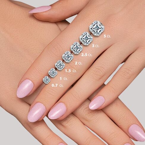 1-5 قيراط Asscher & Round Cut VVS1-2 E-F اللون مويسانيتي الماس سبليت شانك مزدوج هالة بافيه خاتم الخطوبة in Saudi Arabia