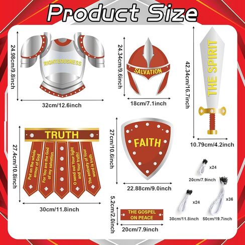 12 Sets Armor of God Costume Craft Kit Armor of God Cutouts Christian Bible Sunday School and Religious Classroom Decor for School Classroom Church Activity Party Favor Decorations in Saudi Arabia