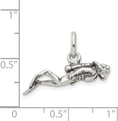 Sterling Silver Antiqued Scuba Diver Charm Pendant in Saudi Arabia