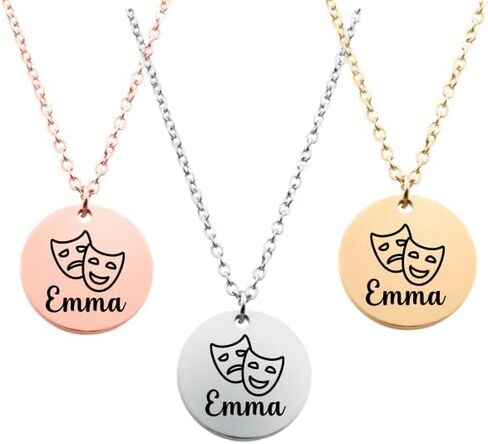 Personalized Drama and Theater Necklace, Drama and Theater Gifts for Women, Teens, Custom Engraved Drama and Theater Pendant Name in Saudi Arabia