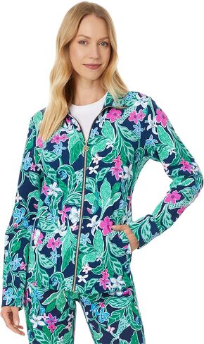 Lilly Pulitzer, Women's, Leona Upf 50+ Zip-Up, Resort White Seashell Splendor Seashell Splendor, Large in Saudi Arabia