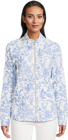 Lilly Pulitzer, Women's, Leona Upf 50+ Zip-Up, Resort White Seashell Splendor Seashell Splendor, Large in Saudi Arabia