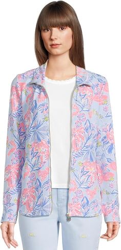 Lilly Pulitzer, Women's, Leona Upf 50+ Zip-Up, Resort White Seashell Splendor Seashell Splendor, Large in Saudi Arabia