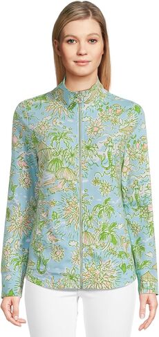 Lilly Pulitzer, Women's, Leona Upf 50+ Zip-Up, Resort White Seashell Splendor Seashell Splendor, Large in Saudi Arabia