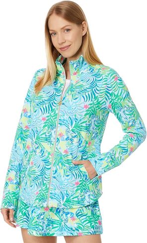 Lilly Pulitzer, Women's, Leona Upf 50+ Zip-Up, Resort White Seashell Splendor Seashell Splendor, Large in Saudi Arabia