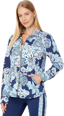 Lilly Pulitzer, Women's, Leona Upf 50+ Zip-Up, Resort White Seashell Splendor Seashell Splendor, Large in Saudi Arabia
