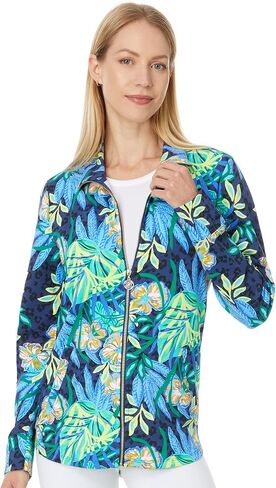 Lilly Pulitzer, Women's, Leona Upf 50+ Zip-Up, Resort White Seashell Splendor Seashell Splendor, Large in Saudi Arabia