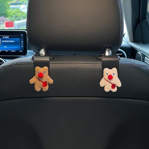 2 Pack Car Back Seat Headrest Hooks, Cute Red Nose Cartoon Figure Back Seat Hanger for Purses and Bags, Space-Saving for Car Interior Accessories in Saudi Arabia